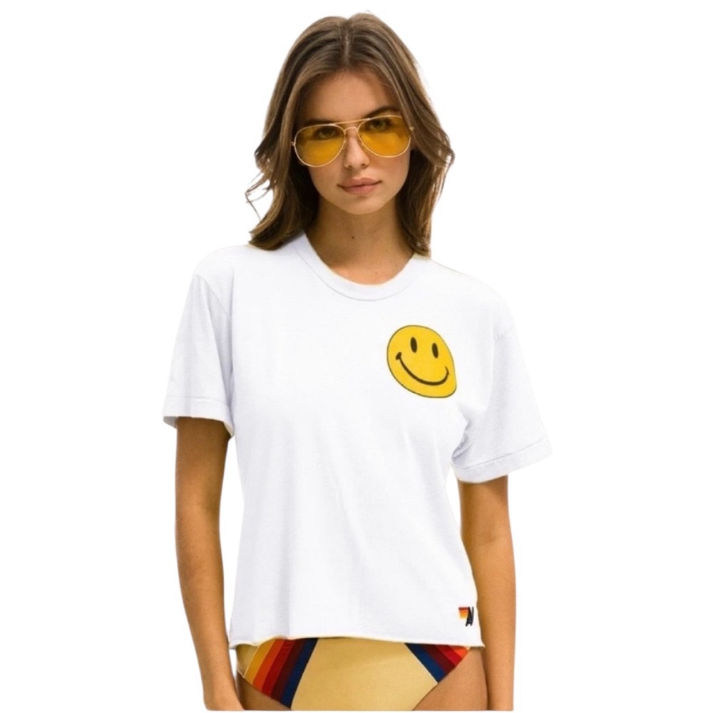 🔴SOLD🔴 Aviator Nation Women's
Smiley Boyfriend Tee White Size XS